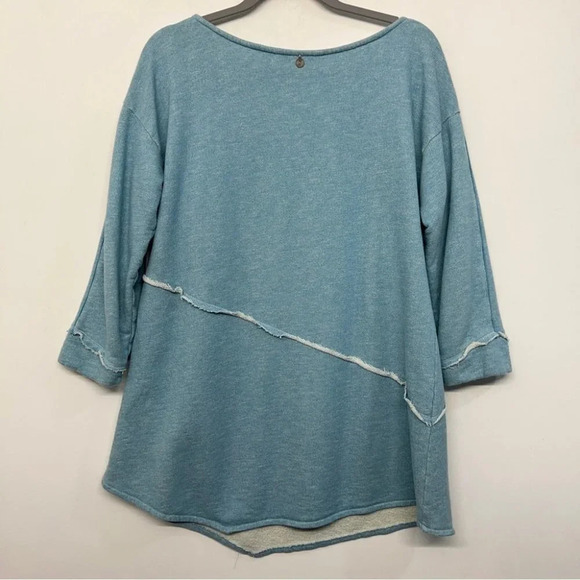 Soft Surroindings Sweater Blue S Cotton Edgy Pullover French Terry - Picture 4 of 7